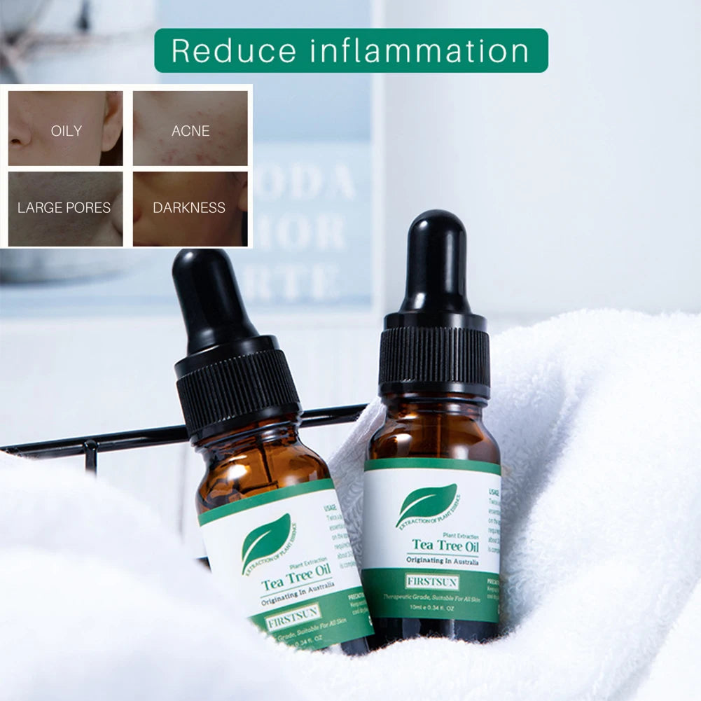 Organic Tea Tree Oil For Skin Face Hair Scalp Acne Treatment  Hair Growth Essential Oils for Diffuser, Aromatherapy Massage 10ml