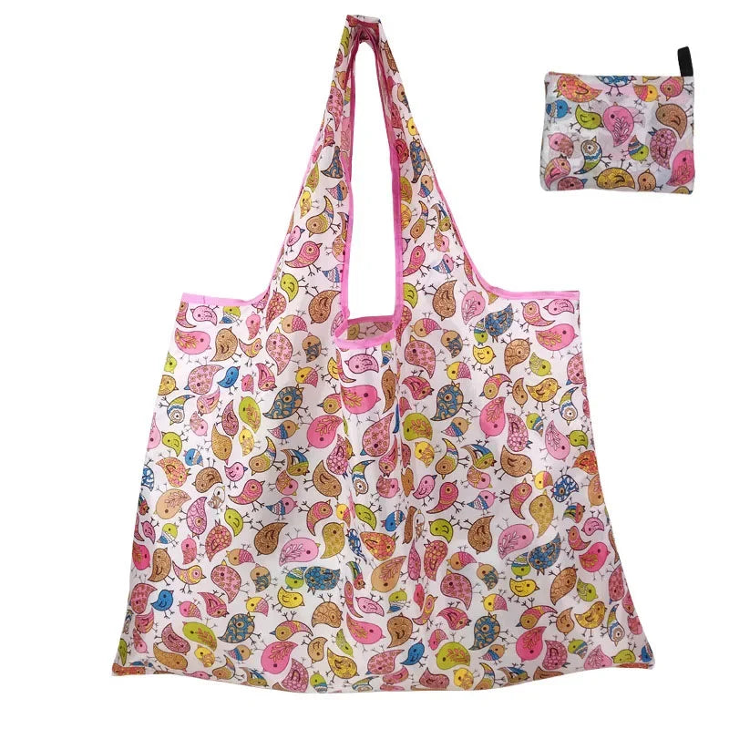 Reusable Shopping Bags Foldable Large Size Women Shopping Bags Totes Heavy Duty Washable Cloth Grocery Bags Eco-Friendly Bags