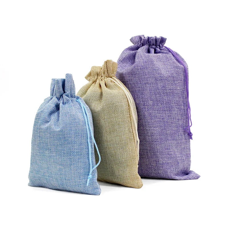 10pcs/lotNatural Hemp Bag Drawstring Hemp Gift Bag Wedding Birthday Party Valentine's Day Gift Storage Children's Candy Gift Bag