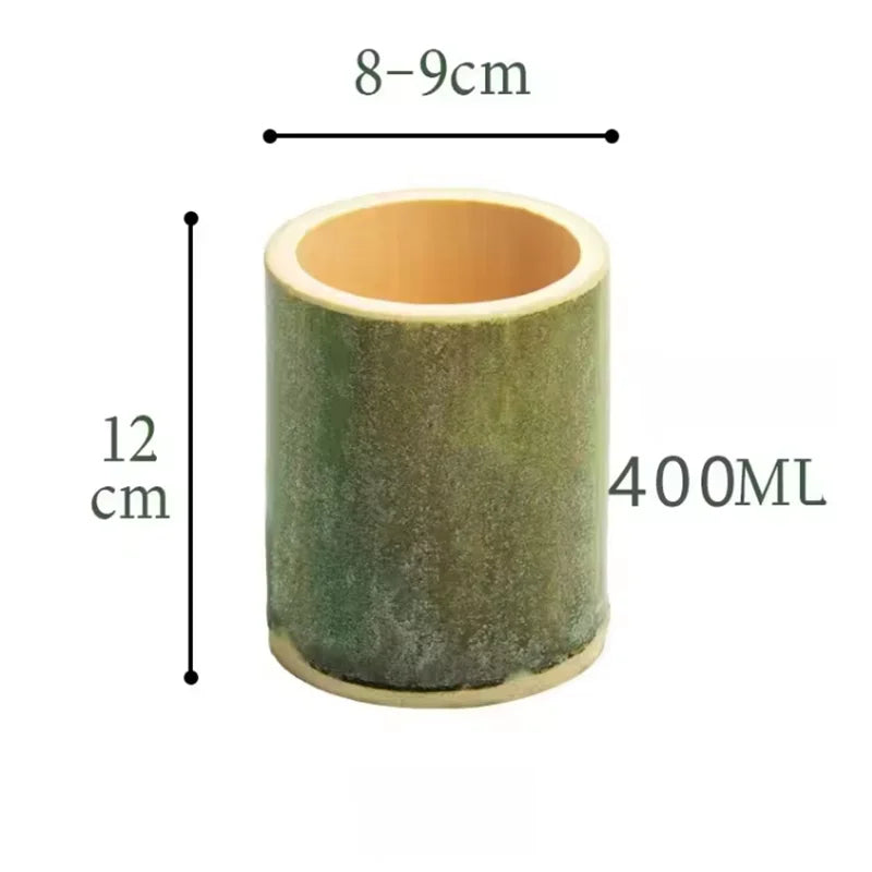 Bamboo Cup Stylish Round Handmade Creative Reusable Bubble Tea Cup Chocolate Cookies Cup for Picnic Housewarming Gift Dinner