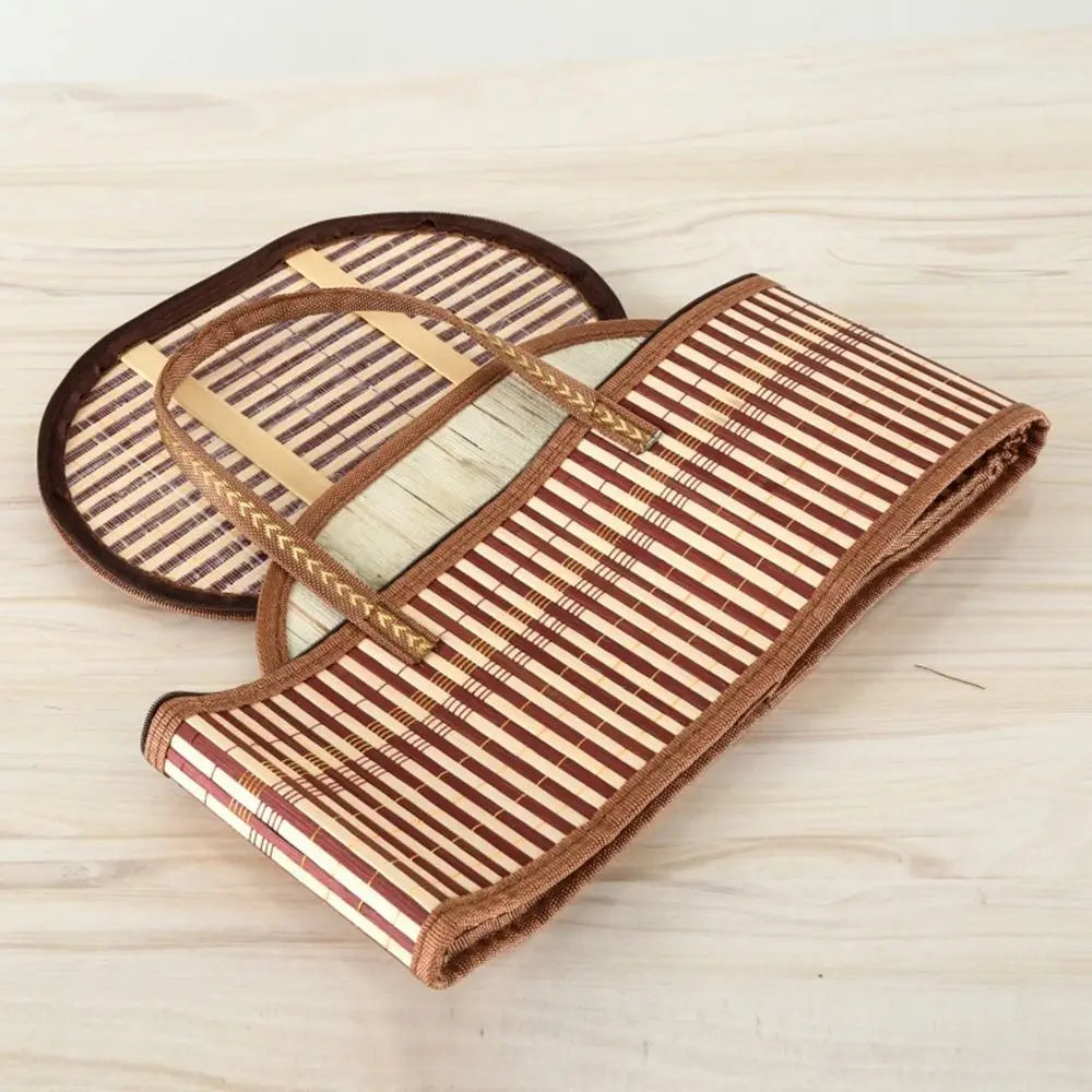 Handheld Elliptical Bamboo Basket Eco-friendly with Lid Foldable Storage Basket Pastoral Style Sundries Snacks Basket Camping