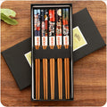 5 Pair Set Bamboo Chopsticks Tableware Non-Slip Japanese Natural Wood Sushi Food Multi Color Household Long Chopsticks Set