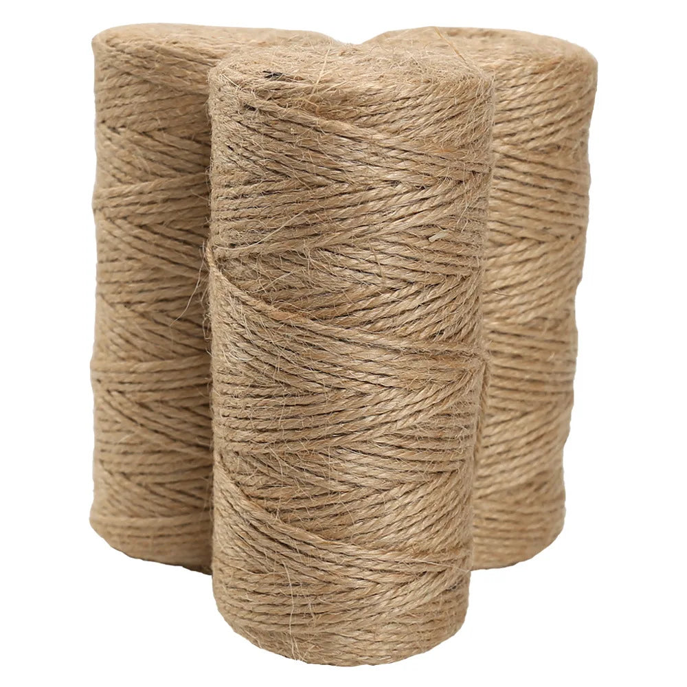 3 Rolls 100mx2mm Hemp Cords Twisted Macram Rope String Cord Gift Wrapping Ribbon Wedding Party Packaging Supplies DIY Crafts