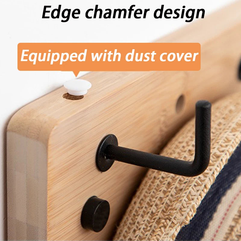 Bamboo Wooden Wall Mounted Clothes Rack Hanging Entrance Creative Coat Racks with Storage Rack Organizer Coat Rack Clothing