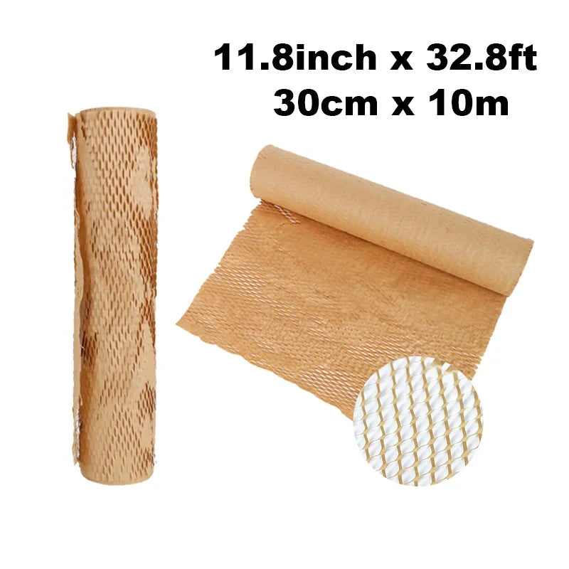 Brown Honeycomb Paper Roll - Sustainable Buffer Material for Gifts & Transport Safety