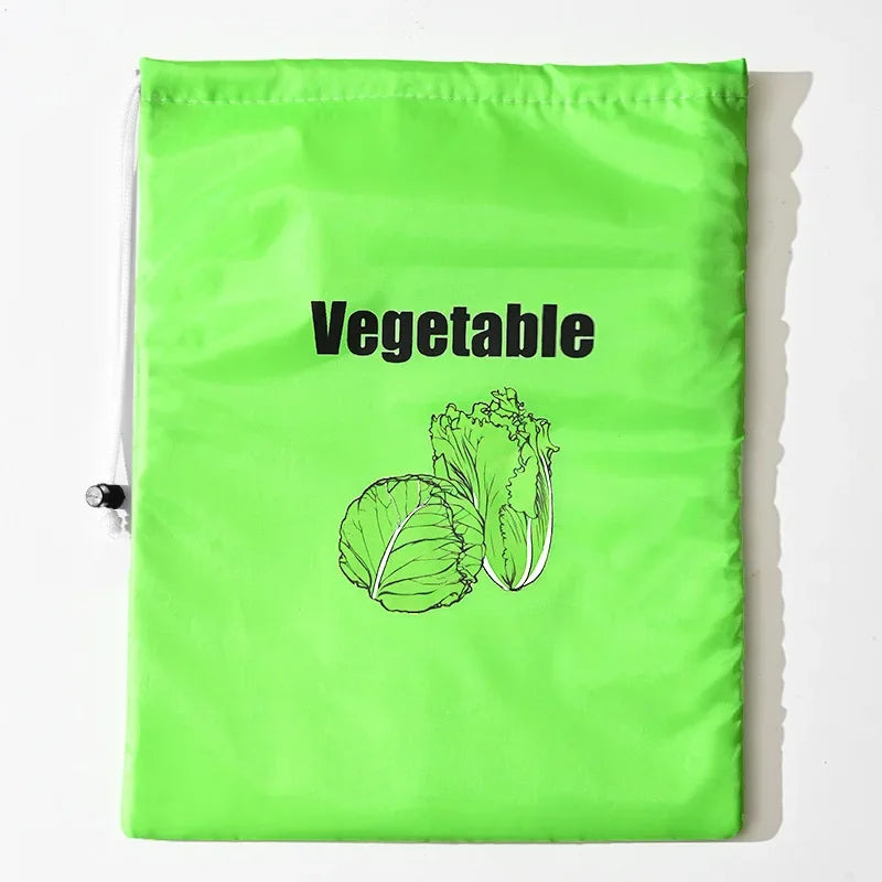 "Reusable Drawstring Produce Bags - Eco-Friendly Freshs Food Storage for Fruits & Vegetables, Kitchen & Refrigerator Organizer"