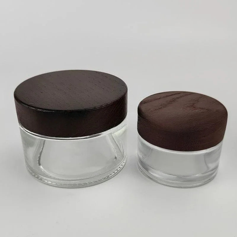 Wholesale 5pcs/lot 15g 30g 50g 100G 150g 200g Solid Wood Bamboo Cover Cosmetics Face Cream Bottle Frosted Glass Cream Bottles