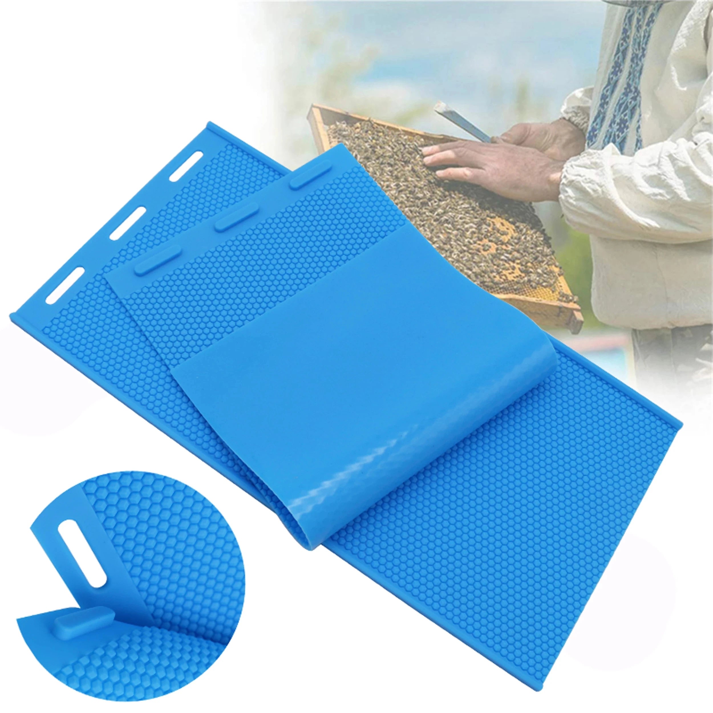 1 Set Apiculture Silicone Beeswax Honeycomb Mold Flexible Wax For Machine Foundation Sheets Mould Press Embosser For Bee Farming