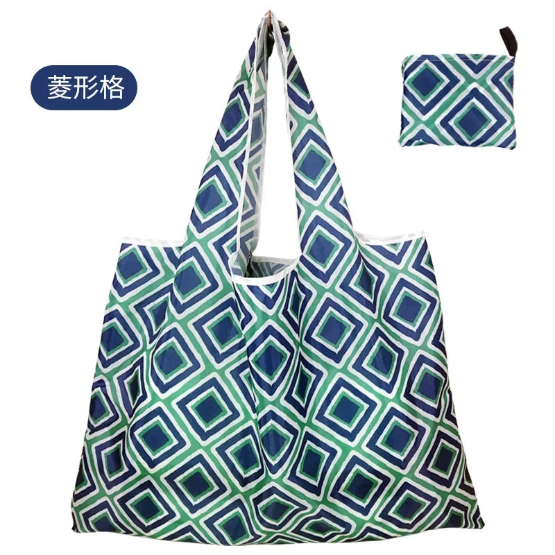 Reusable Shopping Bags Foldable Large Size Women Shopping Bags Totes Heavy Duty Washable Cloth Grocery Bags Eco-Friendly Bags