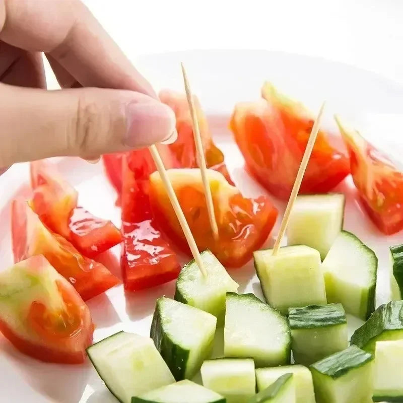 500PCS Disposable Bamboo Toothpicks Double Headed Picks Fruit Dessert Picks Home Kitchen Restaurant Portable Teeth Cleaning Tool