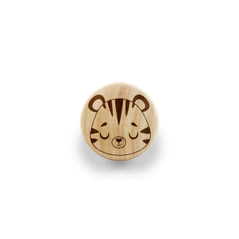 Eco-Friendly Wooden Engraved Animals Pattern Dresser Drawer Knobs Cabinet Pull Nature Wood Kids Children Room Furniture Handles
