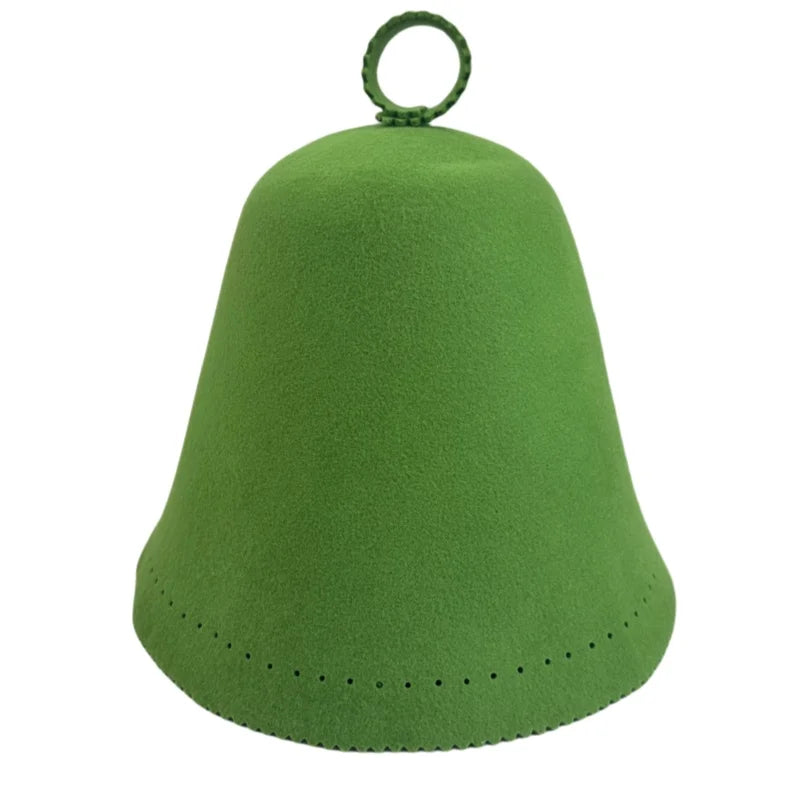 Seamless 100% Australian Wool Colored Cooling Sauna Hat Elegant Sustainable Shower Cap Green for Men and Women