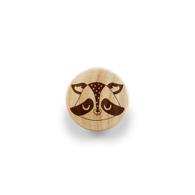Eco-Friendly Wooden Engraved Animals Pattern Dresser Drawer Knobs Cabinet Pull Nature Wood Kids Children Room Furniture Handles