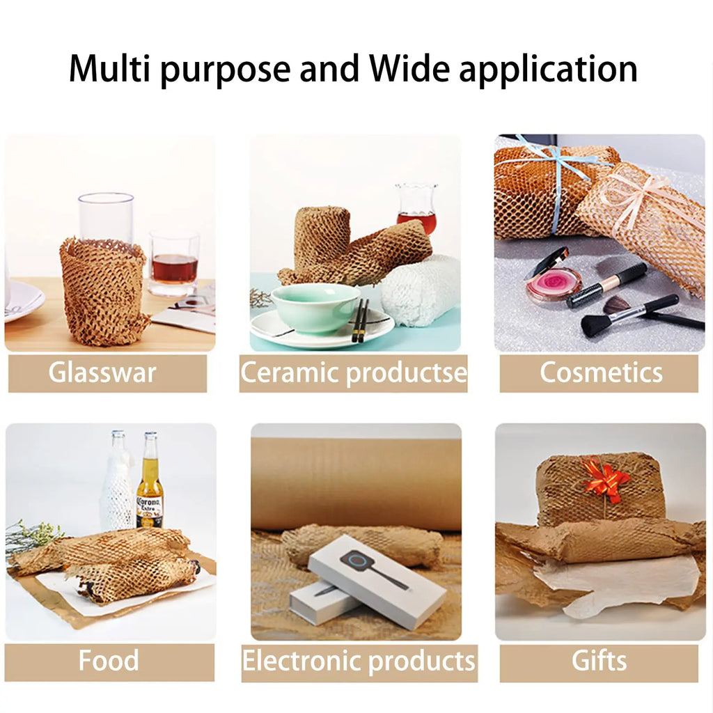 Brown Honeycomb Paper Roll - Sustainable Buffer Material for Gifts & Transport Safety