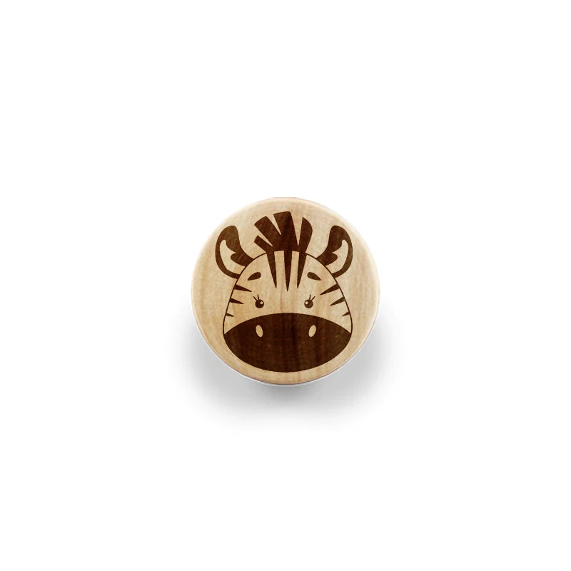 Eco-Friendly Wooden Engraved Animals Pattern Dresser Drawer Knobs Cabinet Pull Nature Wood Kids Children Room Furniture Handles