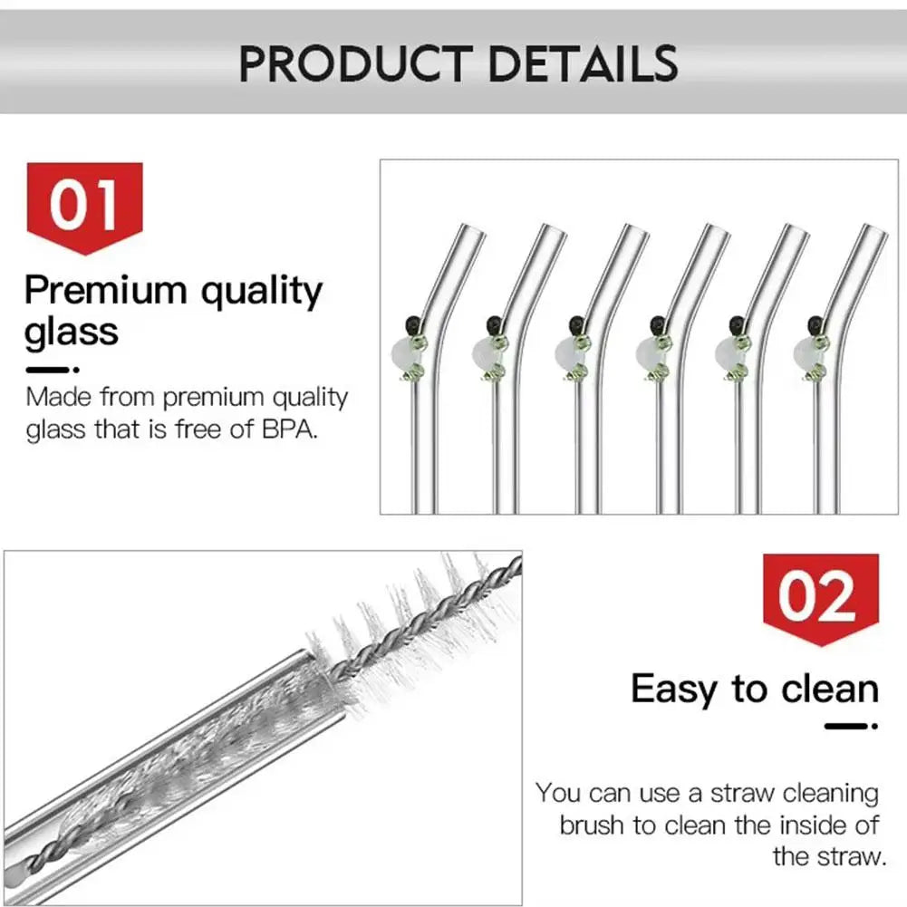 Reusable Glass Straws Eco Friendly Drinking Straws for Smoothies Cocktails Trendy Bar Accessory for Coffee Mug Tea Beer