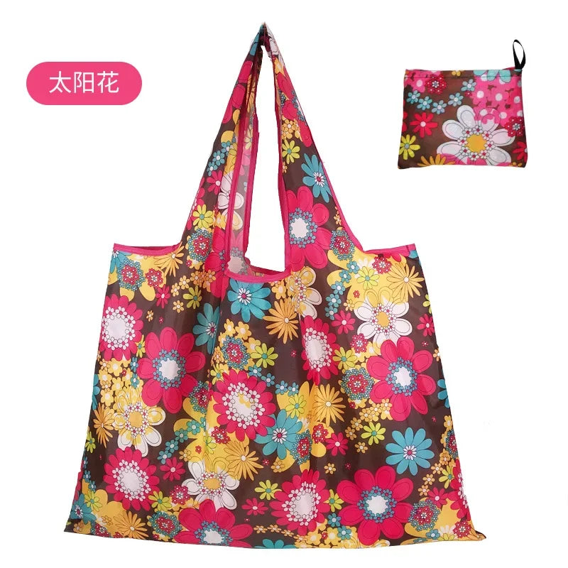 Reusable Shopping Bags Foldable Large Size Women Shopping Bags Totes Heavy Duty Washable Cloth Grocery Bags Eco-Friendly Bags
