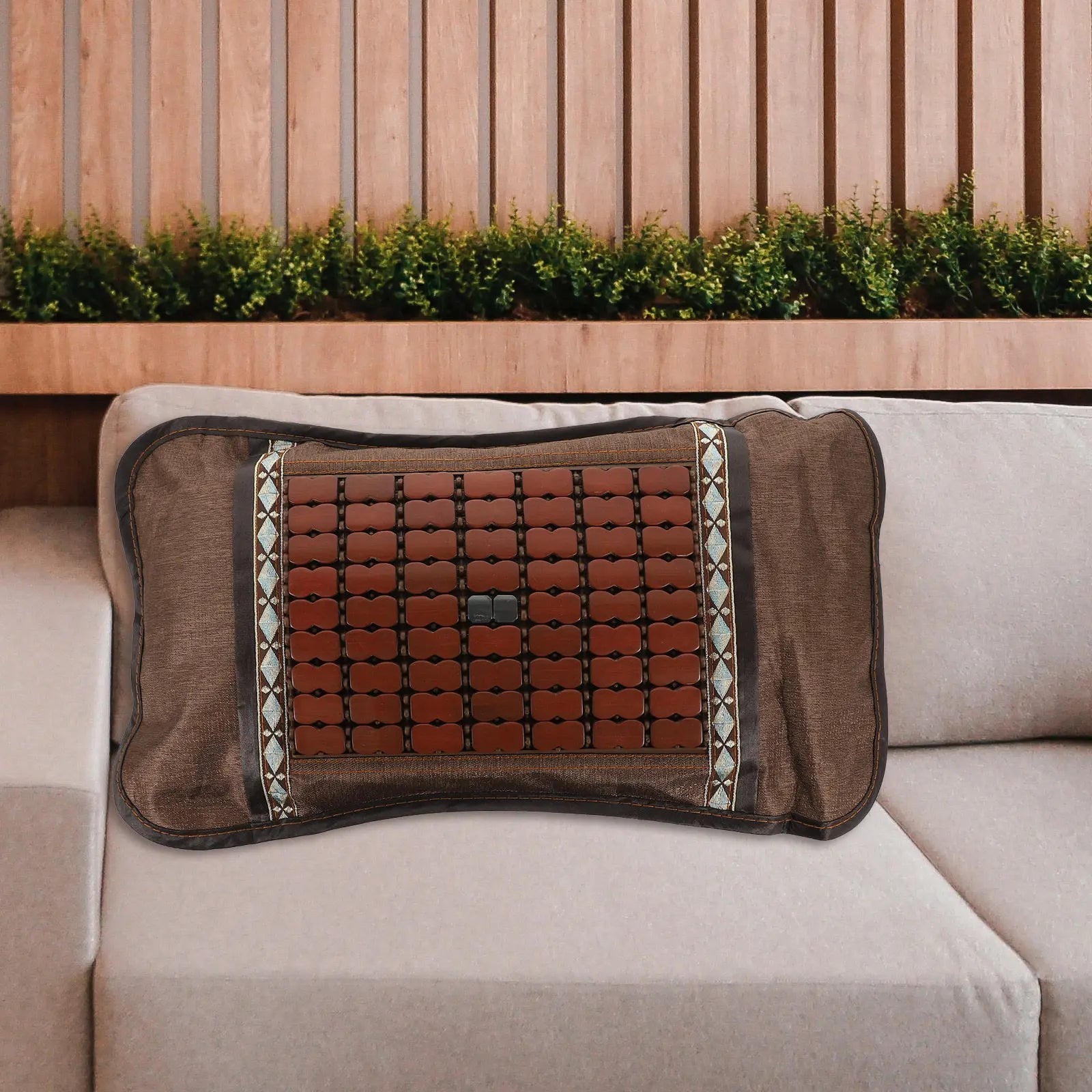 Bamboo Pillow Smooth Skin-Friendly Orthopedic Lumbar Pillow Cooling Breathable Cervical Neck Cushion for Seniors Summer Night