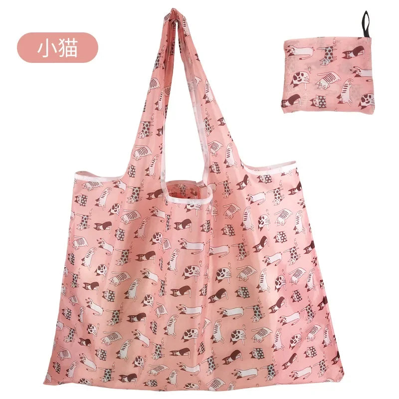 Reusable Shopping Bags Foldable Large Size Women Shopping Bags Totes Heavy Duty Washable Cloth Grocery Bags Eco-Friendly Bags