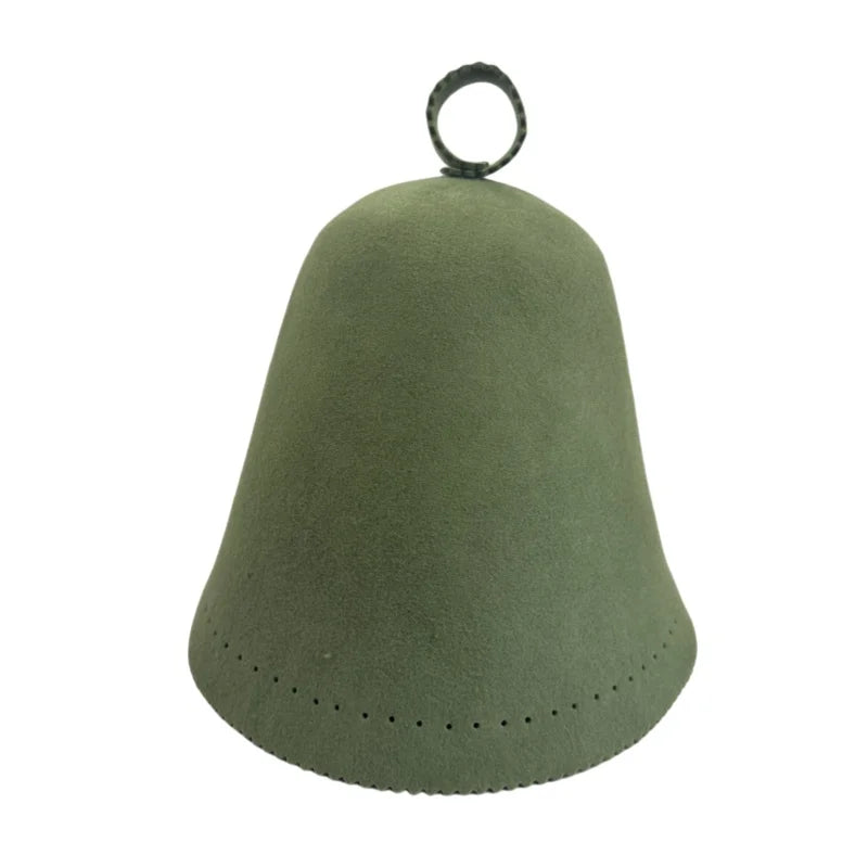 Seamless 100% Australian Wool Colored Cooling Sauna Hat Elegant Sustainable Shower Cap Green for Men and Women