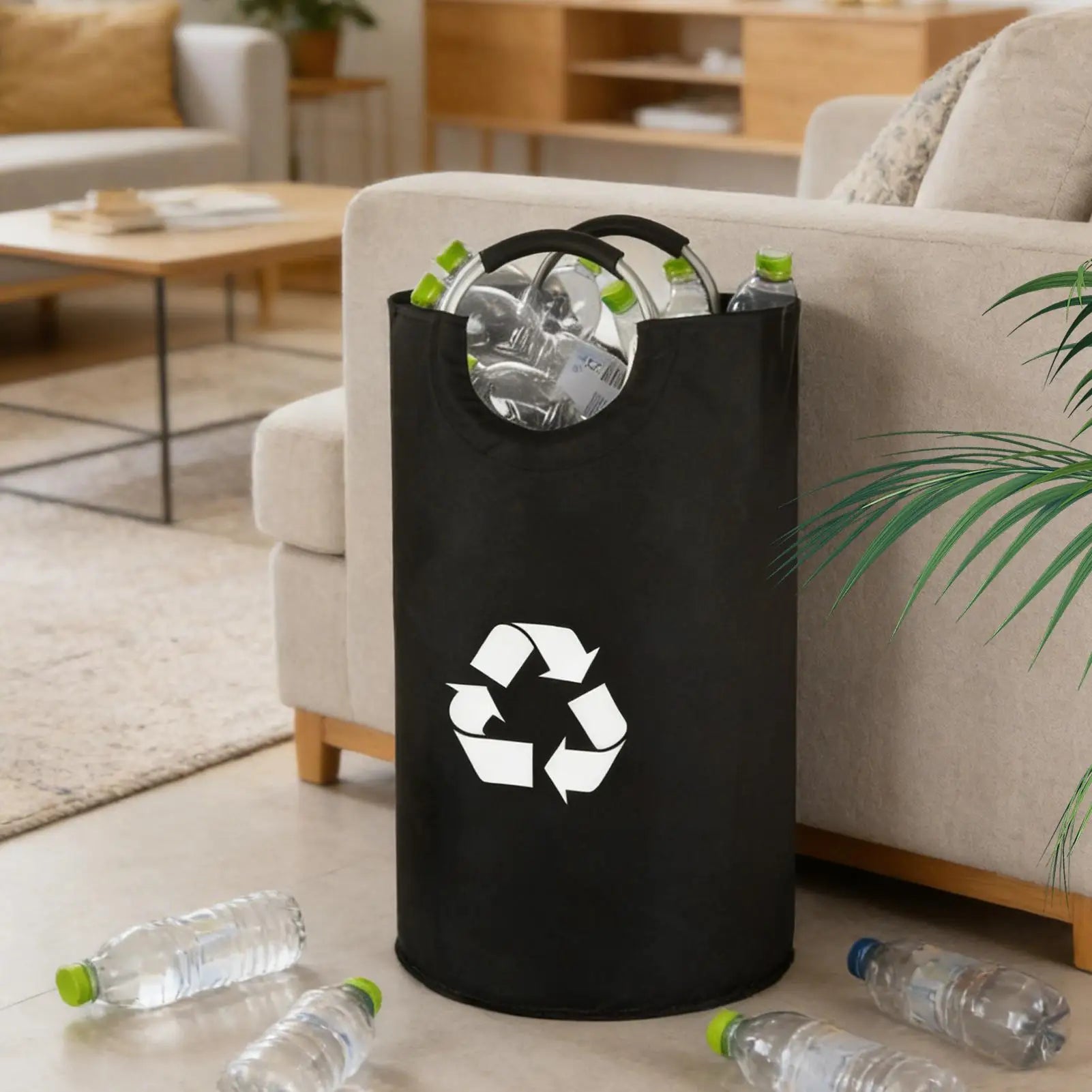 Indoor Recycling Bins For Kitchen 82L Oxford Folding Storage Recycling Garbage Can For Home Dorm Laundry Room Garage Bedroom