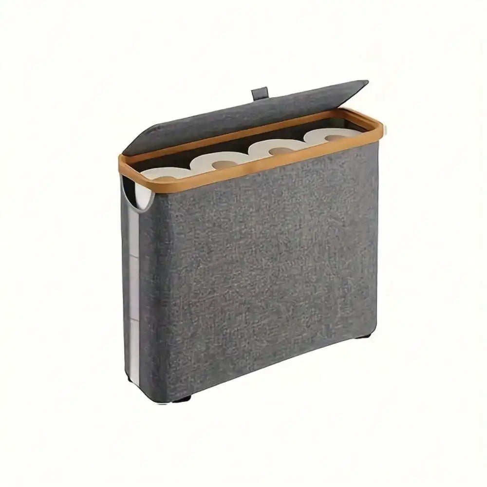 Bamboo Toilet Paper Holder , Multi-Functional Collapsible Bathroom, Bedroom, Dormitory Storage Basket, Laundry Basket