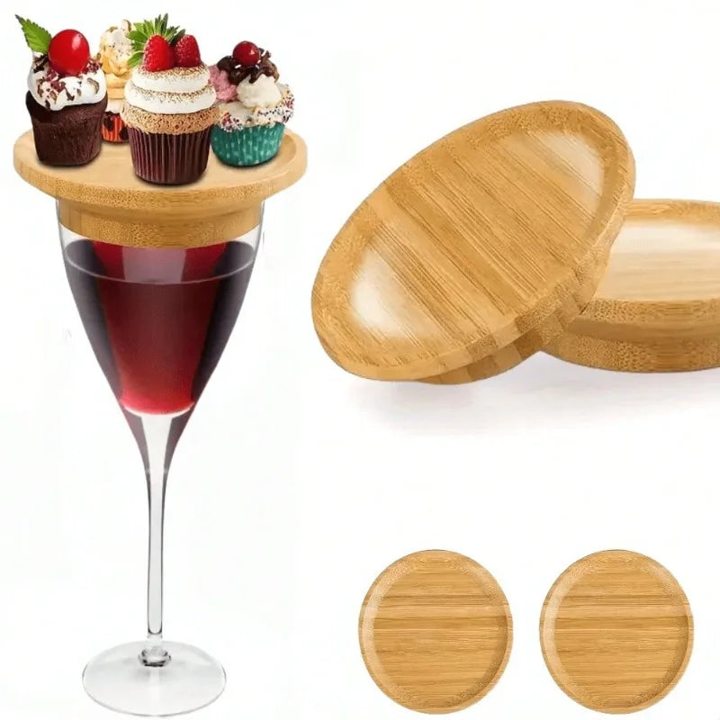 Eco-Friendly Bamboo Charcuterie Board Set with Round Appetizer Plates and Wine Glass Coasters Perfect for Parties Restaurants