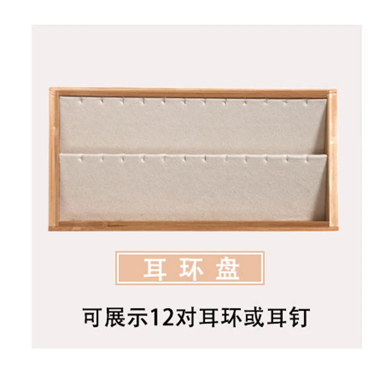 Natural Bamboo Solid Wood Jewelry Display Tray Necklace Ring Earring Storage Box Jewelry Display Plate