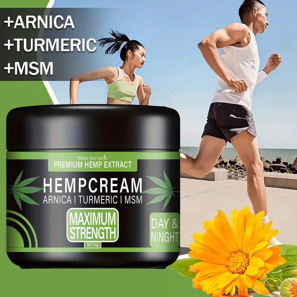 Premium Hemp Extract Cream with Arnica, Turmeric & MSM for Soothing Skin Relief, Nourishing & Moisturizing.
