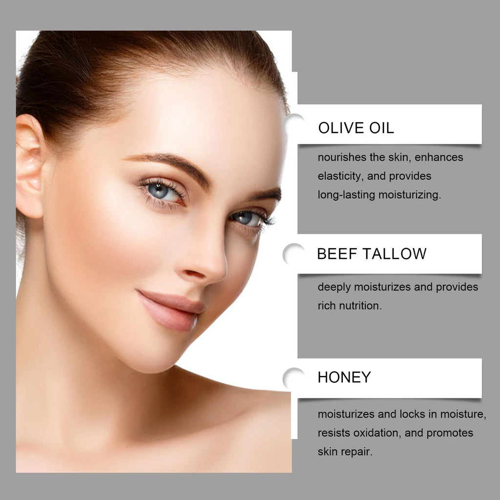 Organic Grass-Fed Beef Tallow Balm with Raw Honey Soft Smooth Skin Lavender Citrus Whipped Anti-Aging Face Body Moisturize Cream