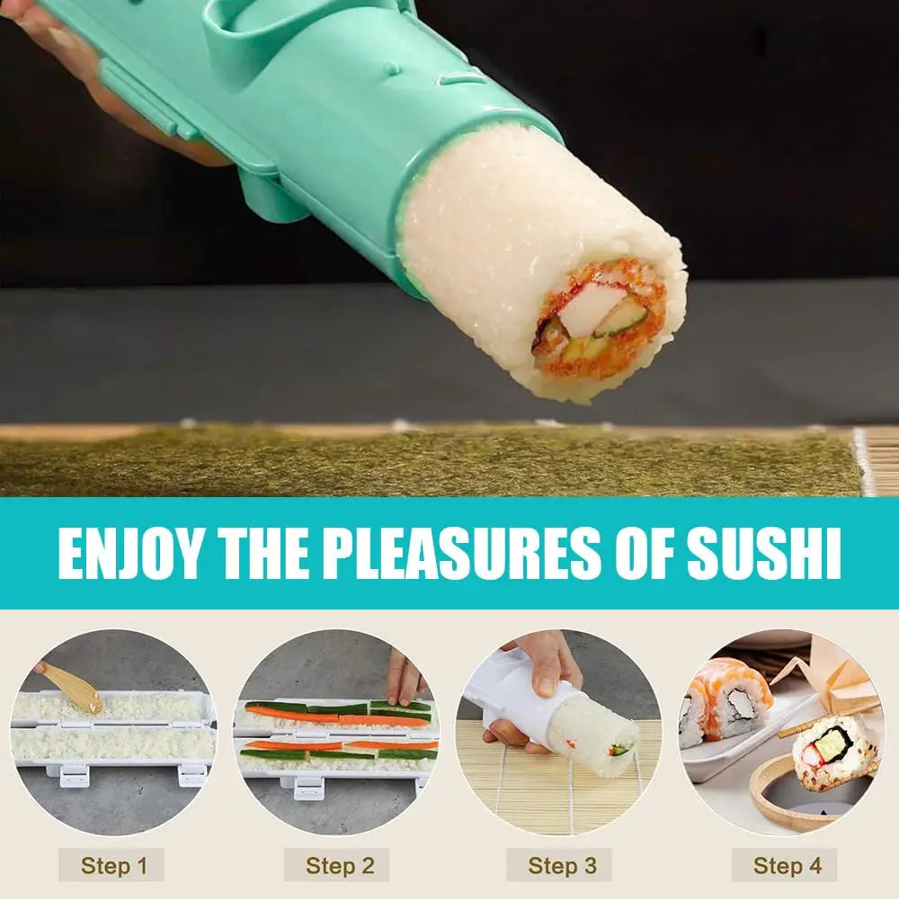 Sushi Making Set With Various Styles Of Bamboo Sushi Mats, Bazooka Chopsticks, Sushi Molds, Bamboo Wooden Spoons, Kitchen Tools