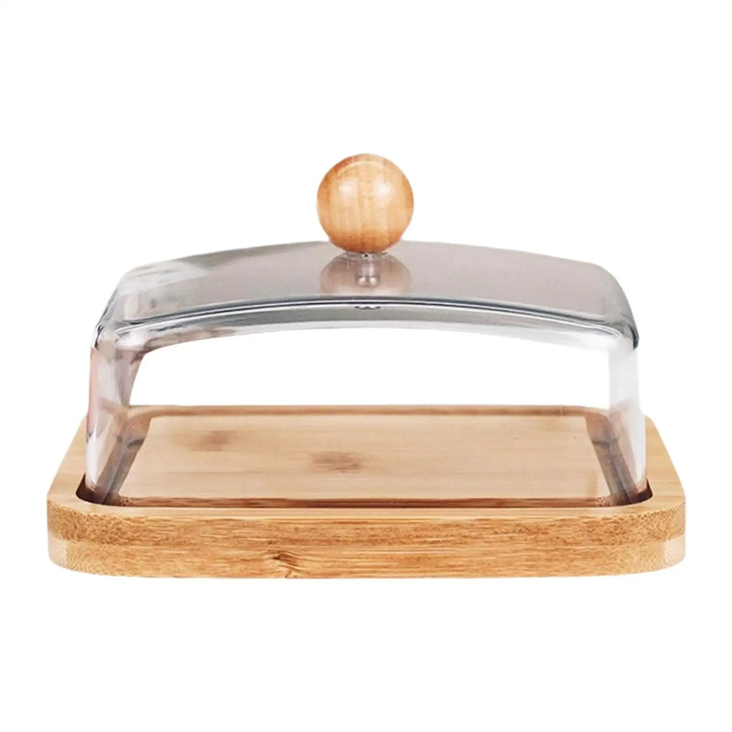 Bamboo Butter Dish with Cover Minimalist Rectangular Butter Tray Butter Container for Bar Dining Room Fridge Hotel Household