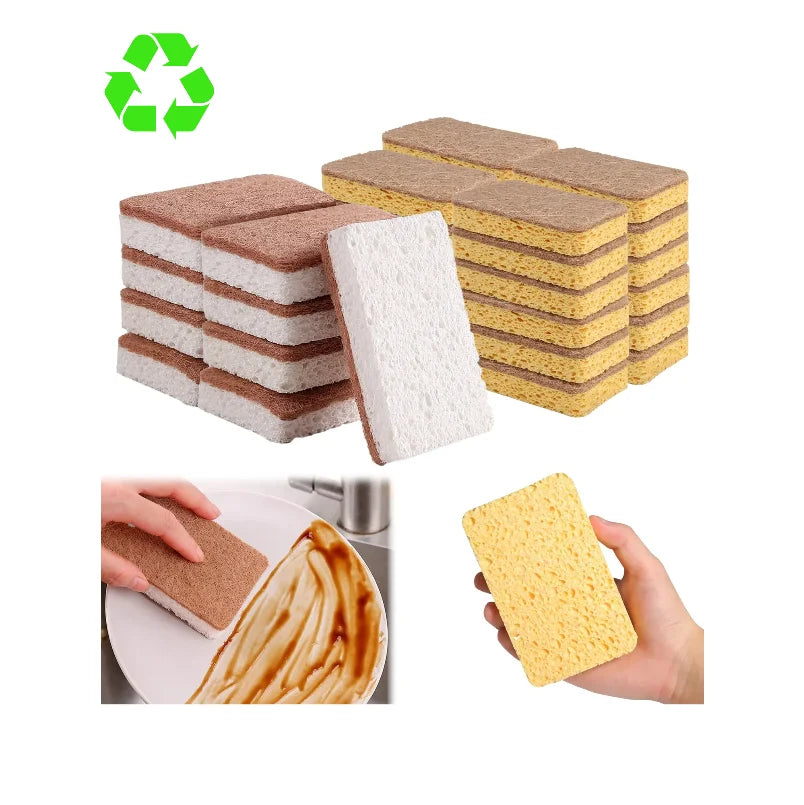 Biodegradable compostable cellulose and coconut scrubbing sponge -6 eco-friendly sponge tableware pieces