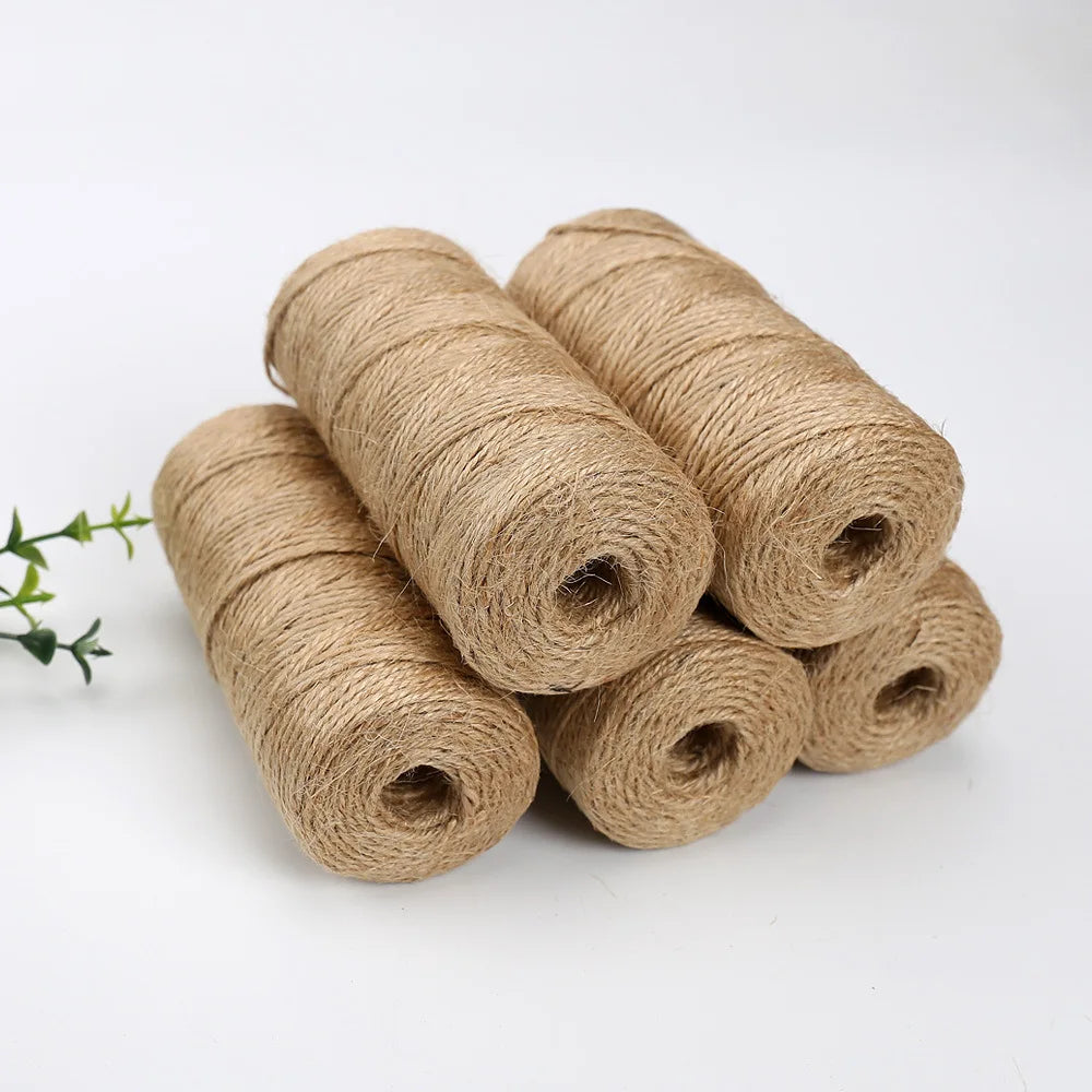 3 Rolls 100mx2mm Hemp Cords Twisted Macram Rope String Cord Gift Wrapping Ribbon Wedding Party Packaging Supplies DIY Crafts