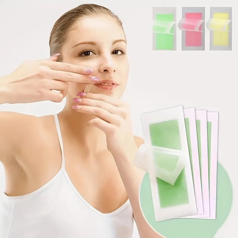 10pcs Disposable Hair Removal Wax Paper，Portable Cropped Facial Lip Hair Eyebrow Beard Beeswax Depilatory Paper