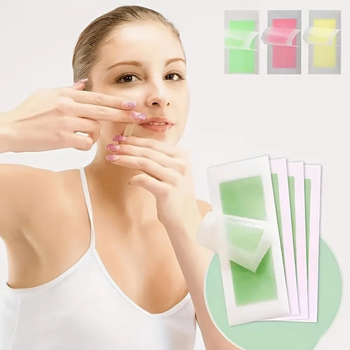 10pcs Disposable Hair Removal Wax Paper，Portable Cropped Facial Lip Hair Eyebrow Beard Beeswax Depilatory Paper