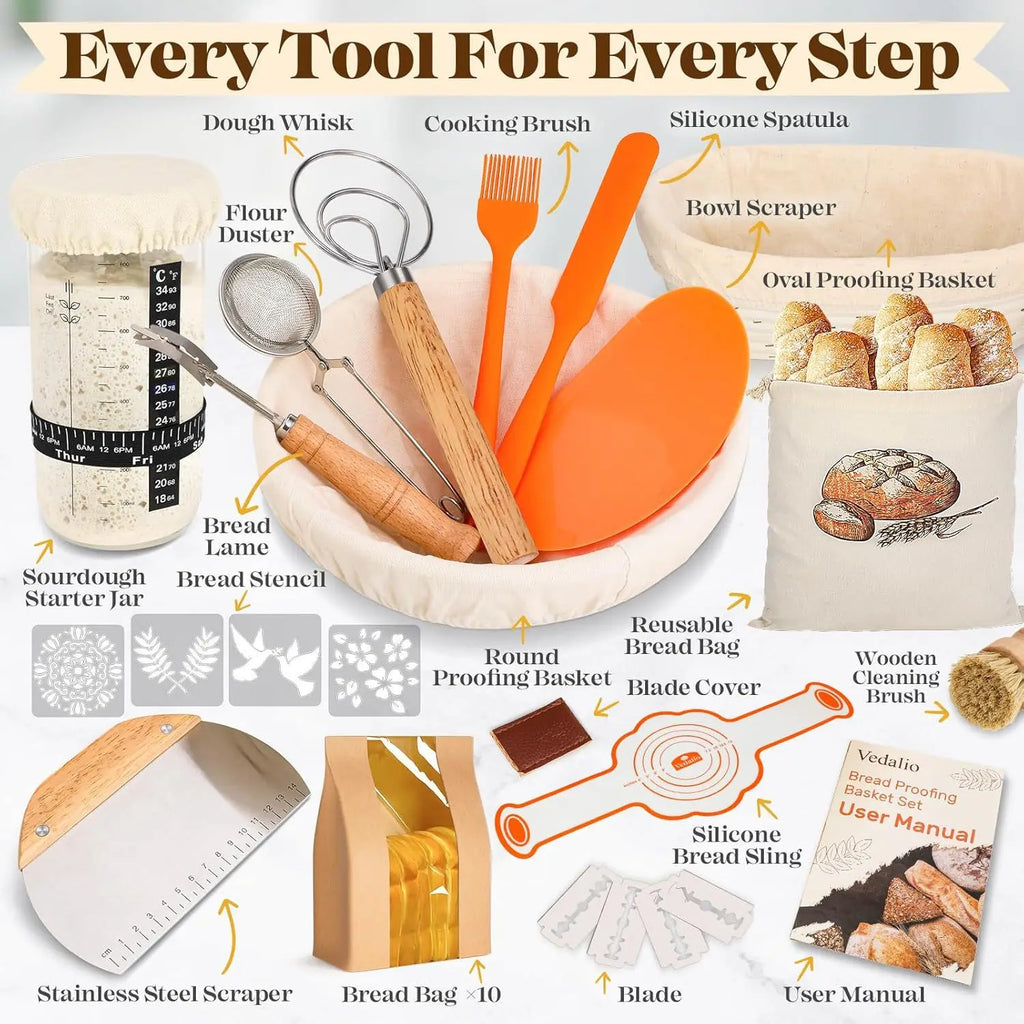 37-piece Sourdough Bread Starter Kit  with Starter Jar Bread Sling Dough Whisk Bags