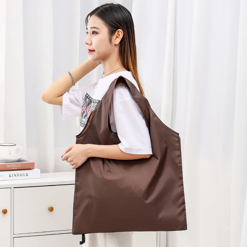  Reusable Bags Large Washable Market Shopping Bags Foldable Eco-Friendly Pocket Handbags For Travel Tote Bag Grocery Bag Pouch
