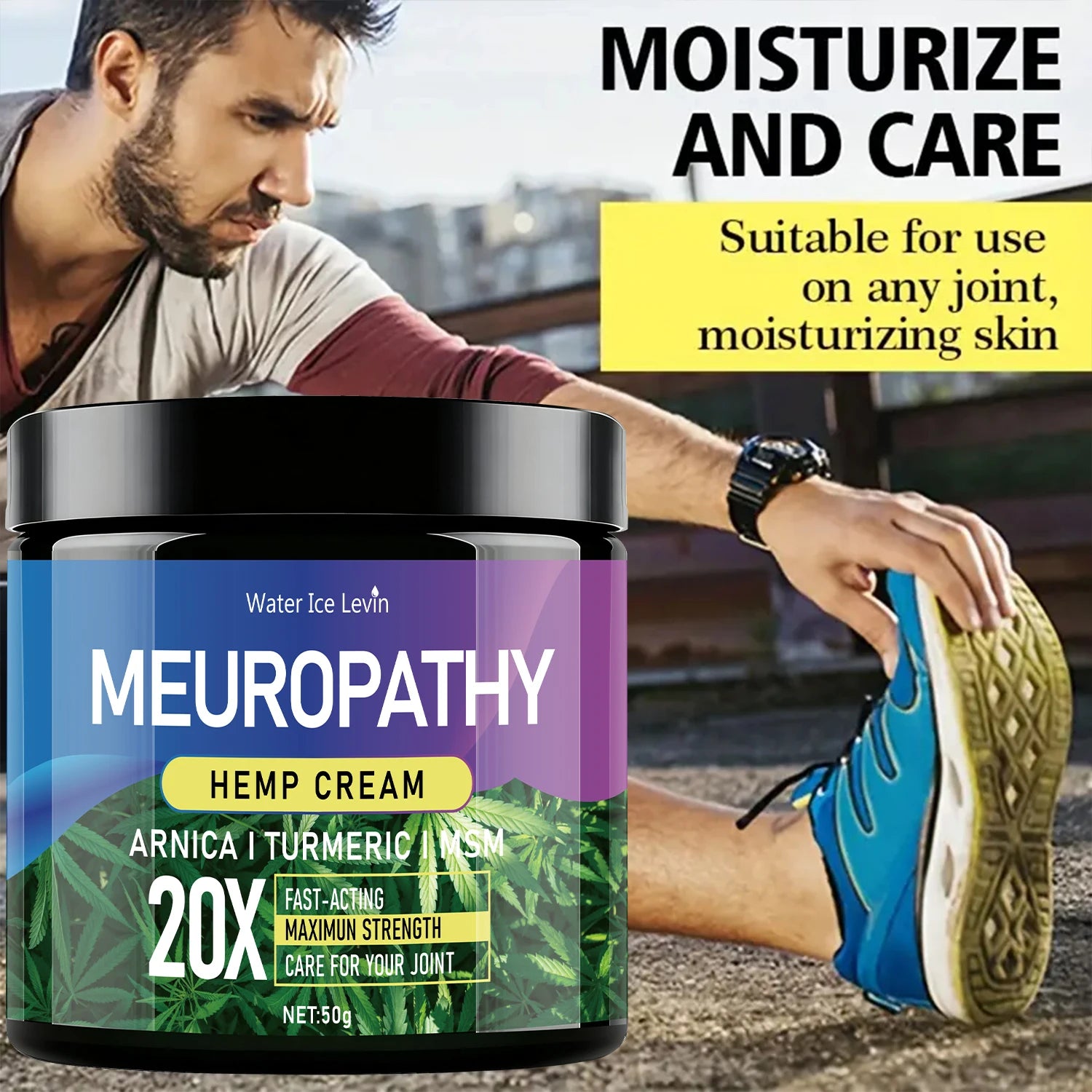 Hemp Cream (Meuropathy Joint Care): 20X Maximum Strength, Arnica/Turmeric/MSM, Fast-Acting, Moisturizes & Protects Skin Daily