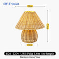 Bamboo woven Table Lamps USB Plug Retro Desk lamp home living room Desk reading lamp Computer table beds Mood light