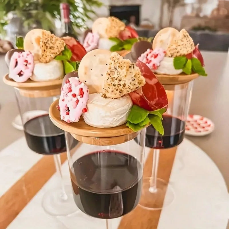 Eco-Friendly Bamboo Charcuterie Board Set with Round Appetizer Plates and Wine Glass Coasters Perfect for Parties Restaurants