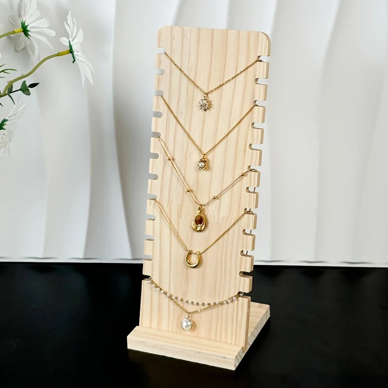 Bamboo and Wood Detachable Necklace Display Stand Hanging Rack Jewelry Pendant Display Stand Storage Rack
