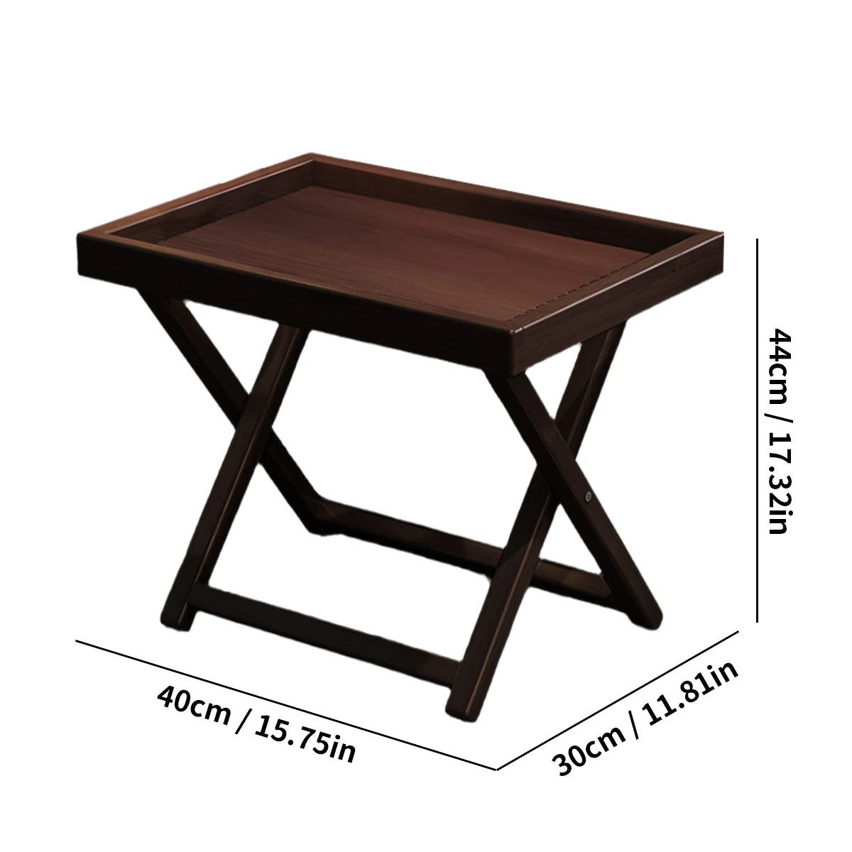 Tea-Colored Outdoor Folding Bamboo Side Table - 15.75"x11.81" Weather Resistant Lightweight for Camping Patio