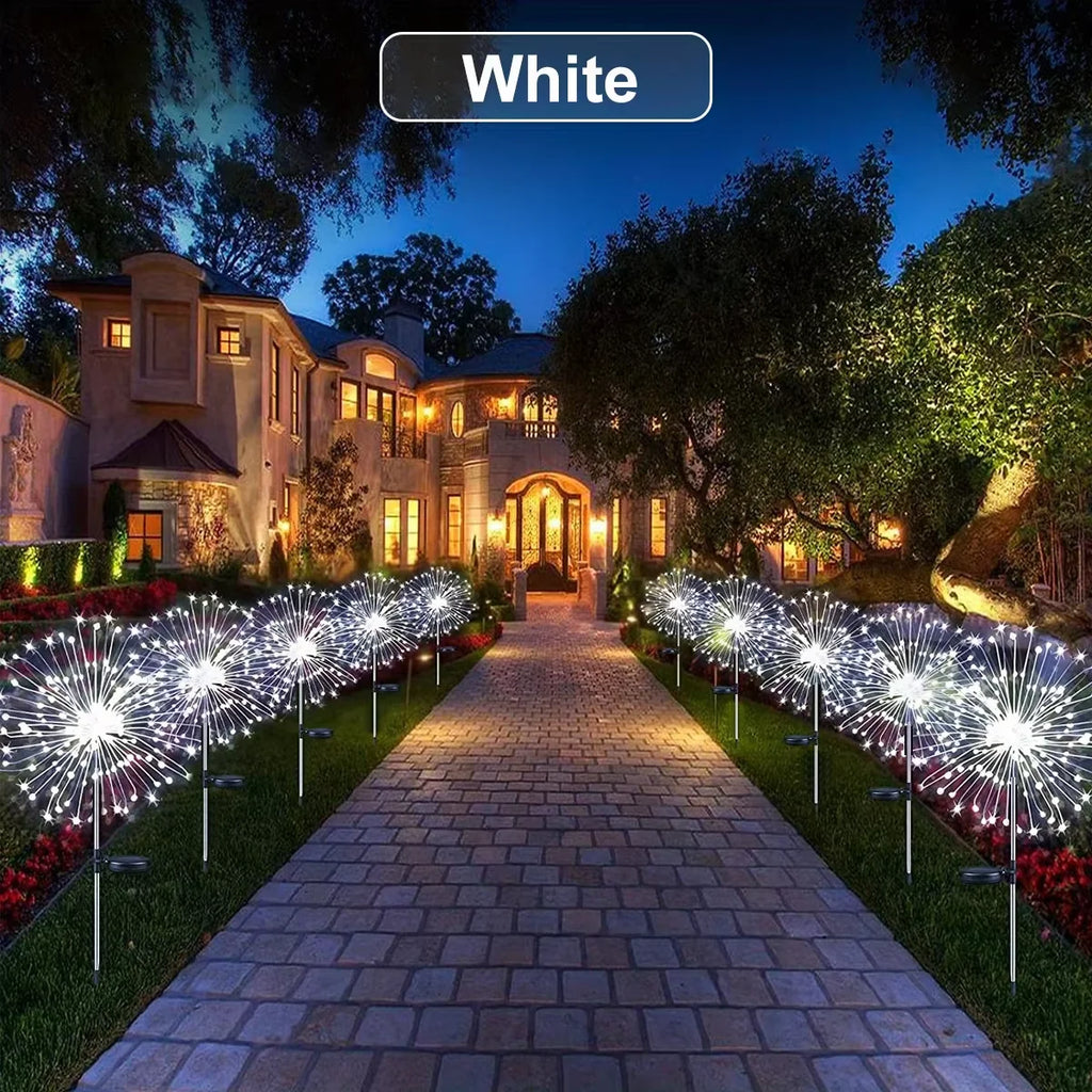 NEW Garedn Solar Fireworks Lights Outdoor Waterproof Solar Garden Lights 8 Lighting Modes with Remote Control Decorations Light