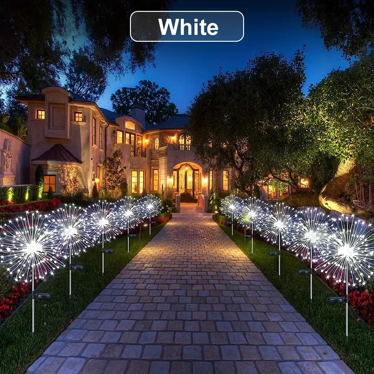 NEW Garedn Solar Fireworks Lights Outdoor Waterproof Solar Garden Lights 8 Lighting Modes with Remote Control Decorations Light