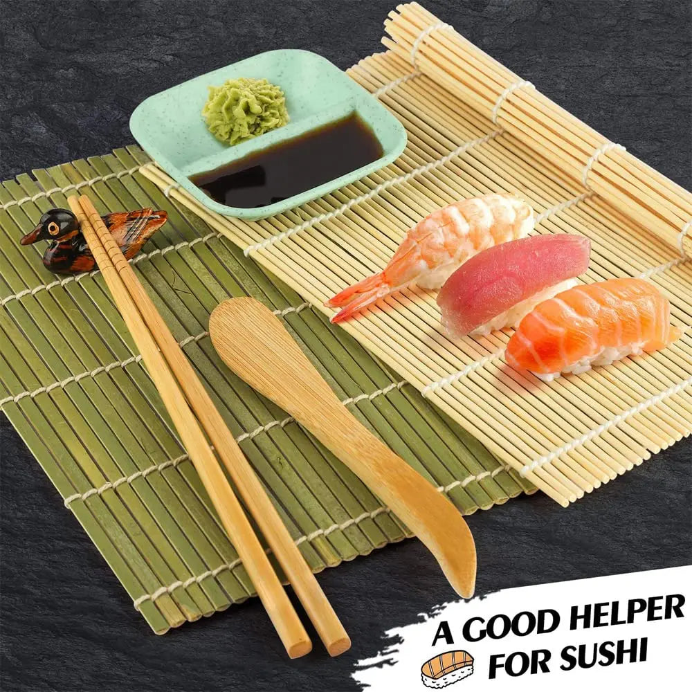 Sushi Making Set With Various Styles Of Bamboo Sushi Mats, Bazooka Chopsticks, Sushi Molds, Bamboo Wooden Spoons, Kitchen Tools