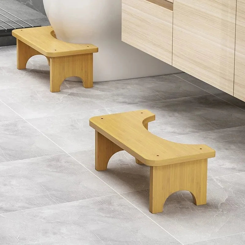 Bamboo Toilet Stool Toilet Brush Non-Slip Potty Seat Children Pregnant Foot Restroom Older Squat Bench Home Travel Kid Poop Seat