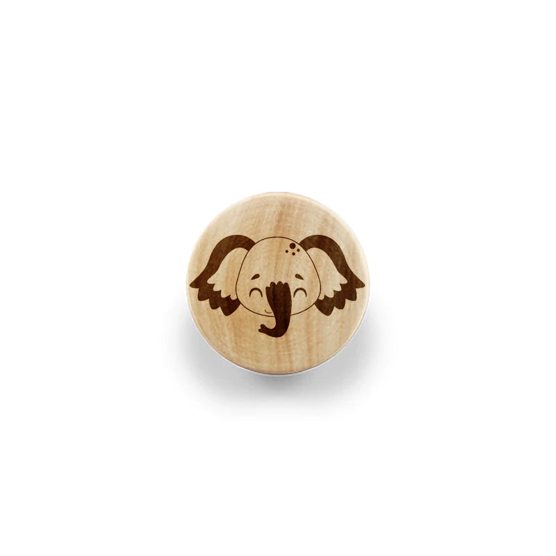 Eco-Friendly Wooden Engraved Animals Pattern Dresser Drawer Knobs Cabinet Pull Nature Wood Kids Children Room Furniture Handles