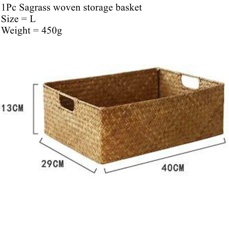 Zerolife Natural Woven Seagrass Basket, Straw Wicker Storage Container for Home Table, Fruit Bread Towels & Small Kitchen