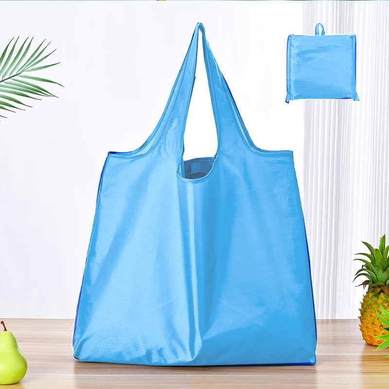  Reusable Bags Large Washable Market Shopping Bags Foldable Eco-Friendly Pocket Handbags For Travel Tote Bag Grocery Bag Pouch